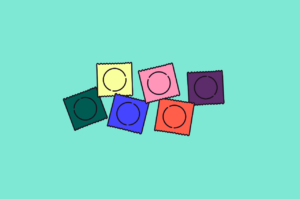 illustration of 6 condoms in wrappers