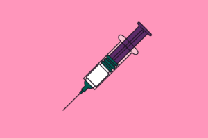 Illustration of an injection syringe and needle