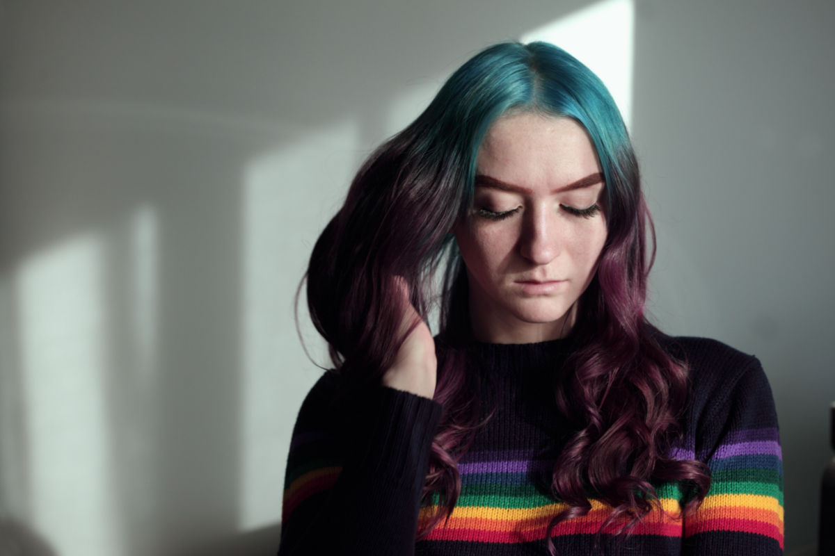 girl looking down