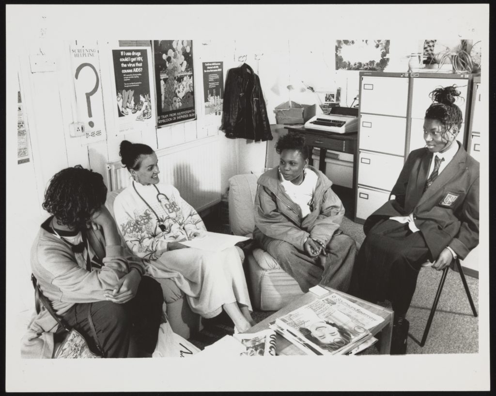 Girls having a sex ed session at a London Brook Centre, 1990s