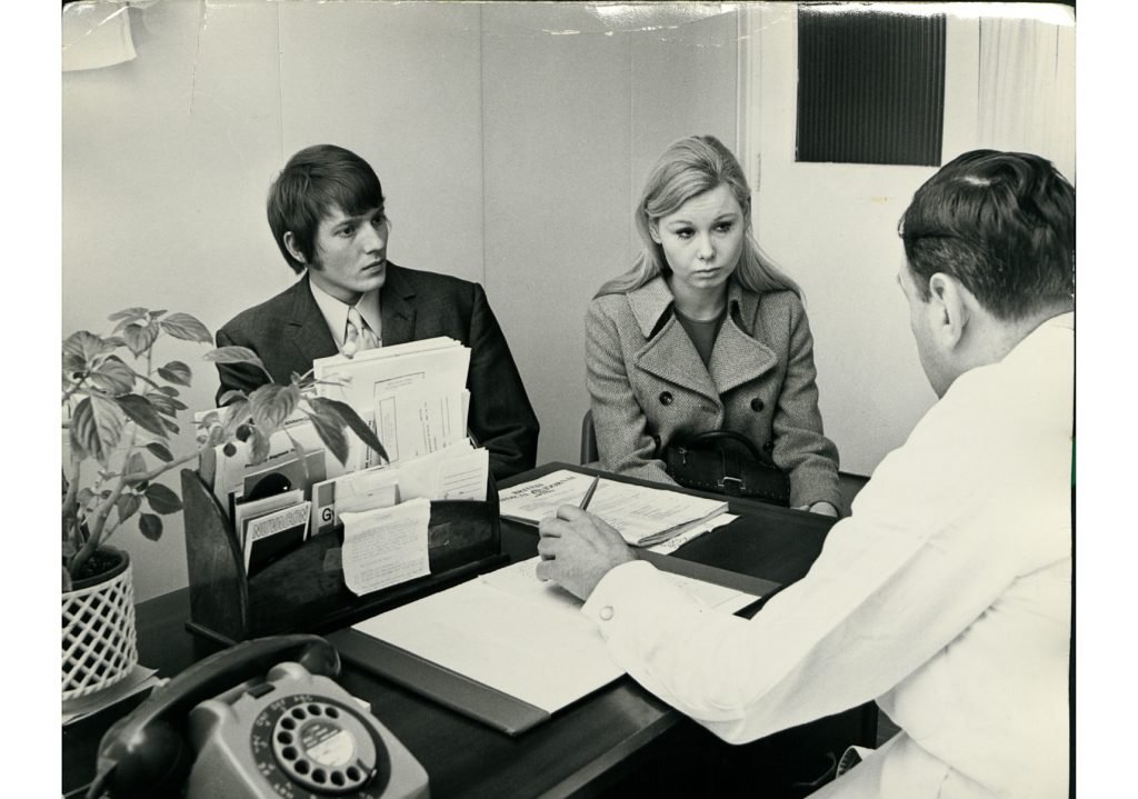 Couple visiting a Brook centre, 1960s