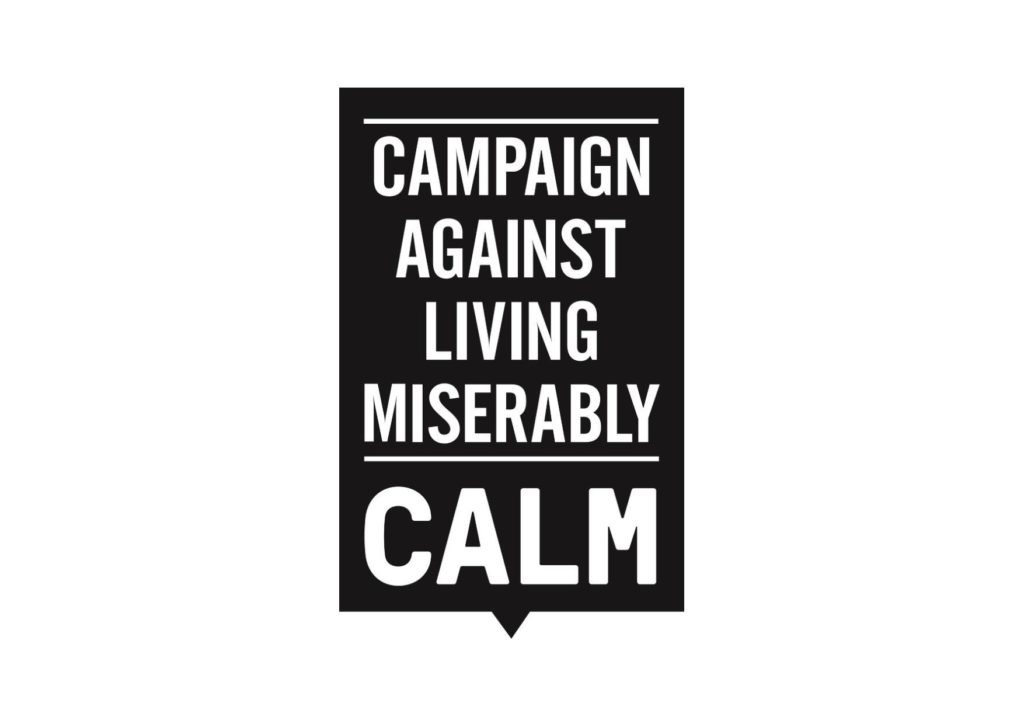 CALM logo, reads: Campaign Against Living Miserably / CALM