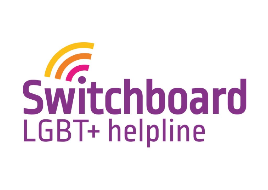 Switchboard logo, reads: Switchboard LGBT+ helpline