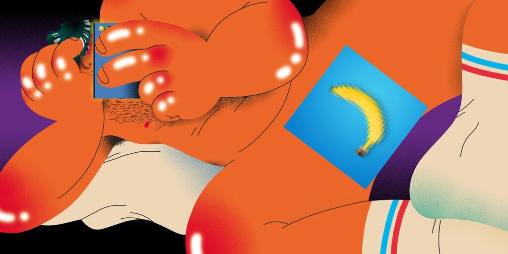 Illustration of someone taking a nude selfie