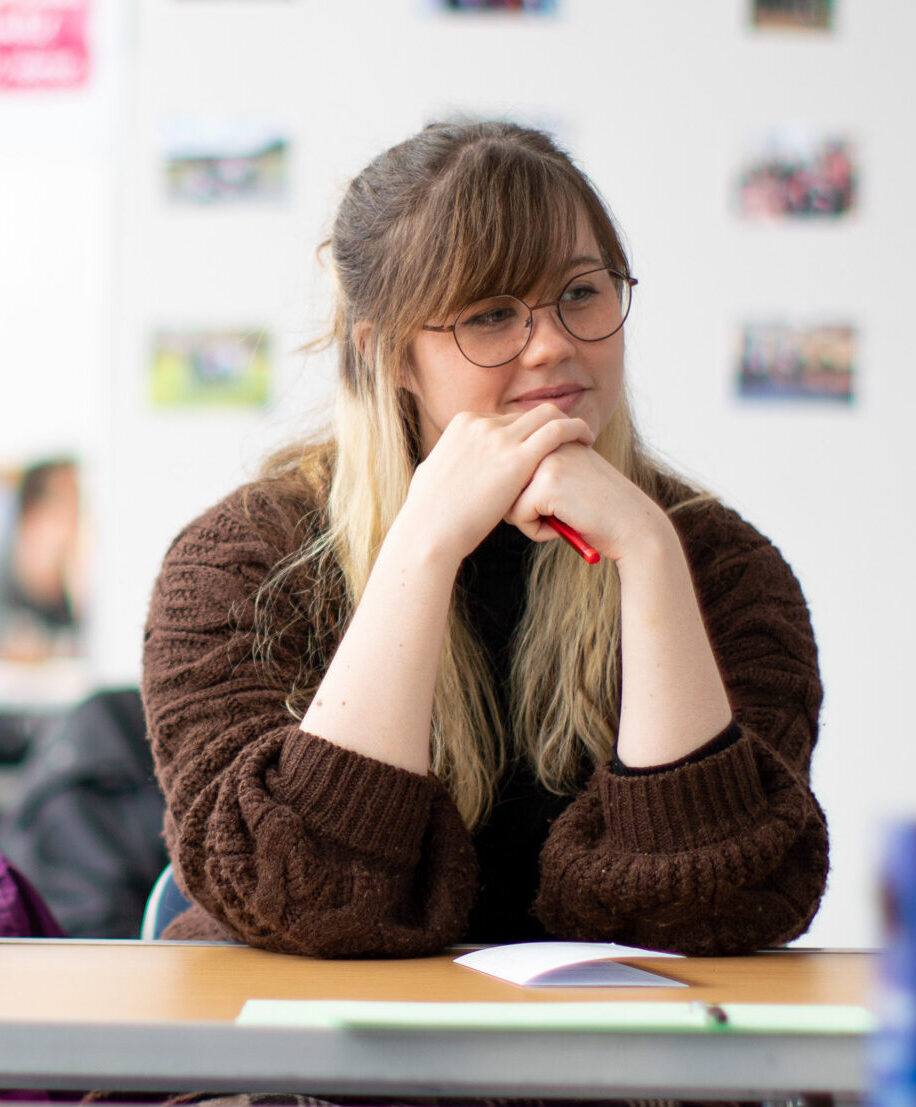 two young people in a sex education lesson