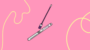 Illustration of a vaginal swab test that is used to test for Chlamydia