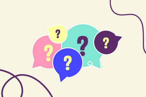 Illustration of question marks in speech bubbles