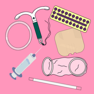 illustration of different methods of contraception