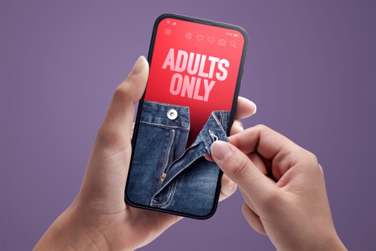 Phone with the text "adults only" - porn and non fatal strangulation