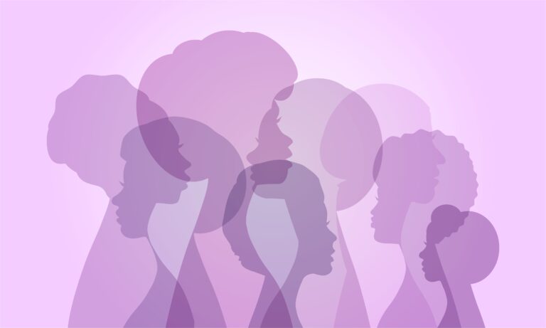 purple silhouettes of women embedded in an article about sexual health services working with the Black community for Black History Month