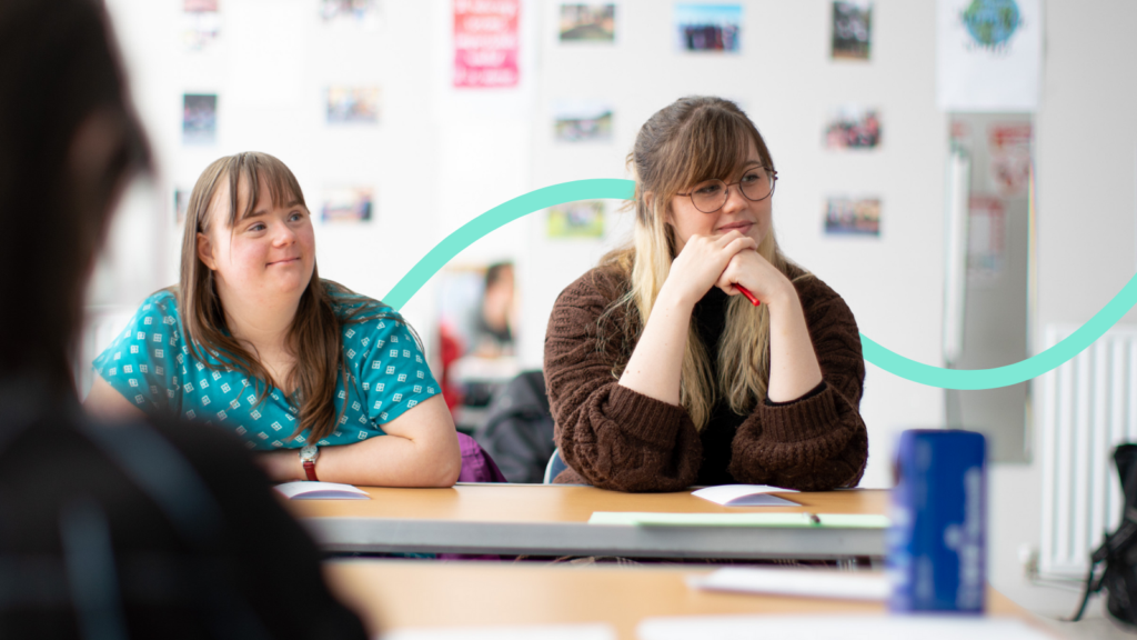 Two young people at an RSE lesson in a classroom