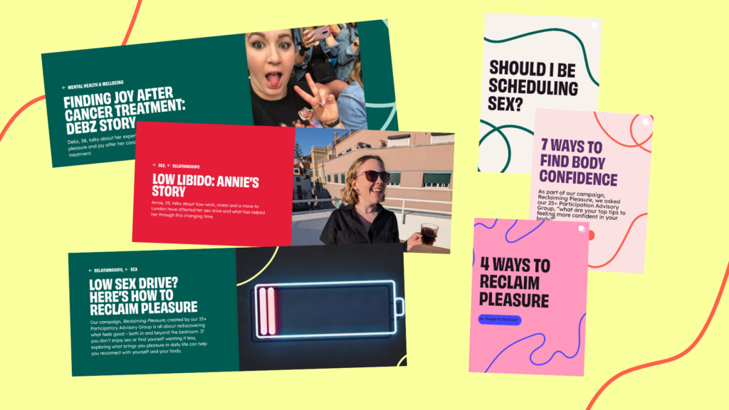 Screenshots from website and social media of project content