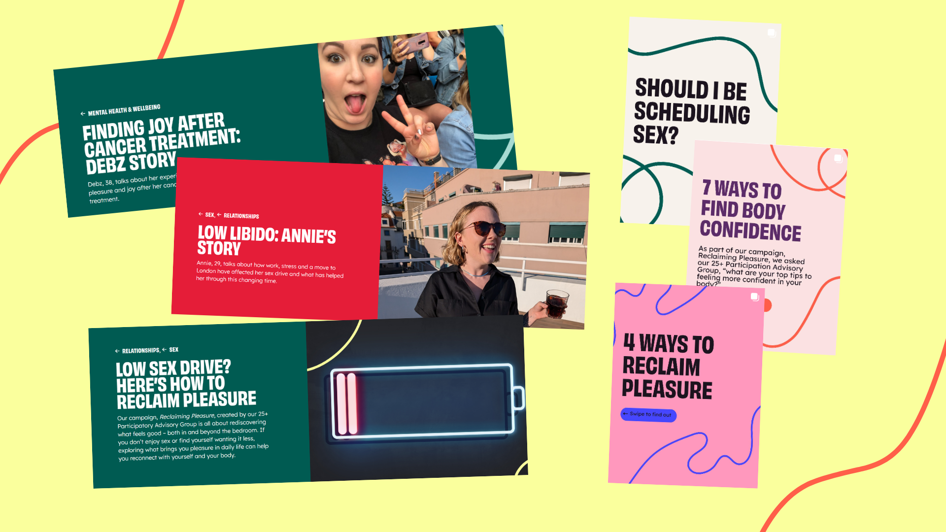 Screenshots from website and social media of project content