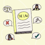 Illustration of a book saying "The Law"