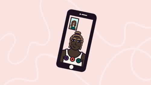 Illustration of someone on a video call on their phone