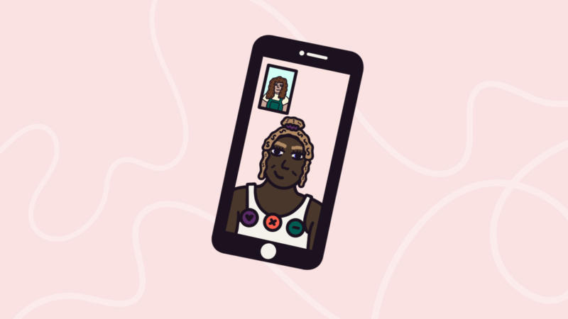 Illustration of someone on a video call on their phone