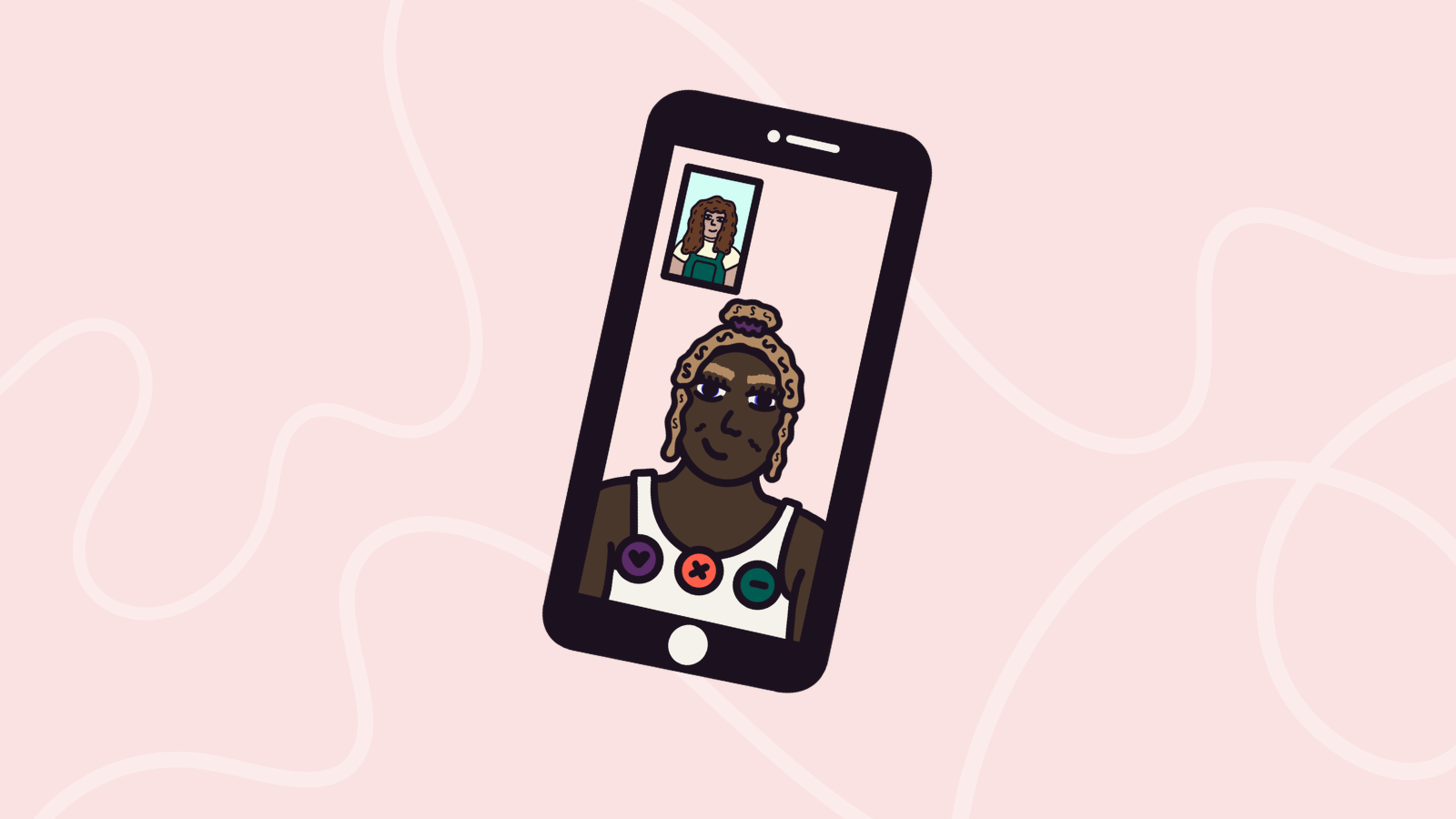 Illustration of someone on a video call on their phone