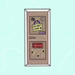 Illustration of a locked door saying "do not come in"