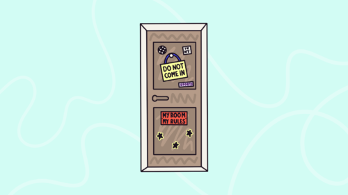Illustration of a locked door saying "do not come in"