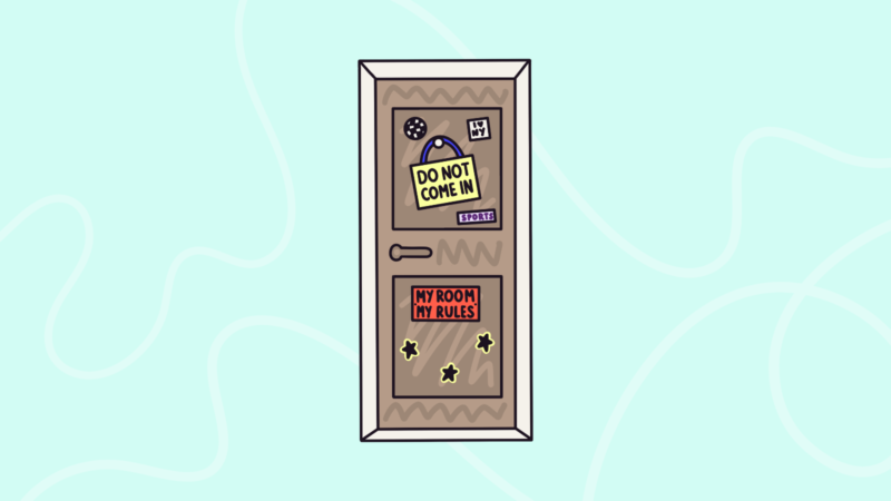 Illustration of a locked door saying "do not come in"