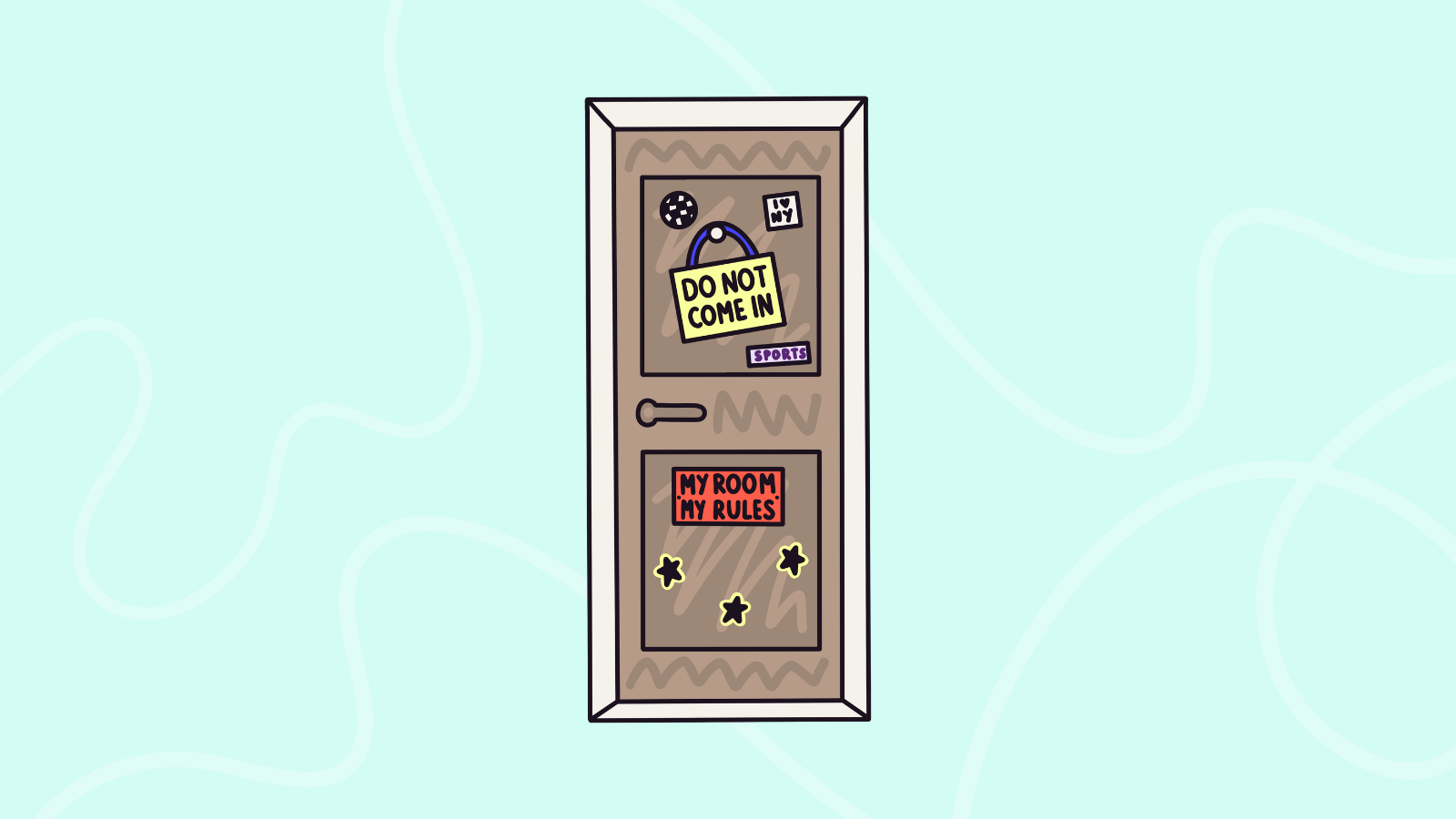 Illustration of a locked door saying "do not come in"