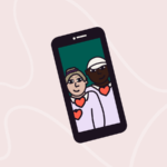 Illustration of a phone showing people on a live stream