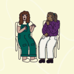 Two people sat having a chat